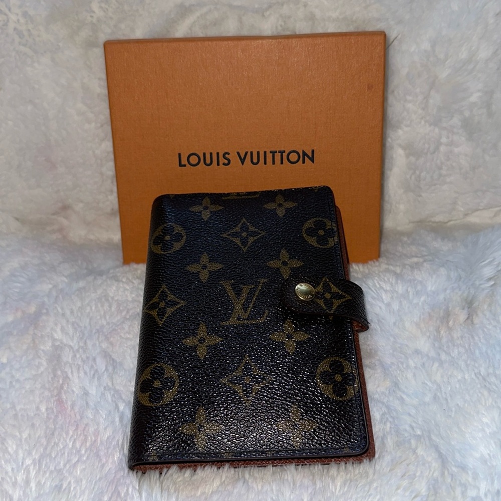 Authentic Louis Vuitton Monogram Canvas Brown and Gold Agenda Cover